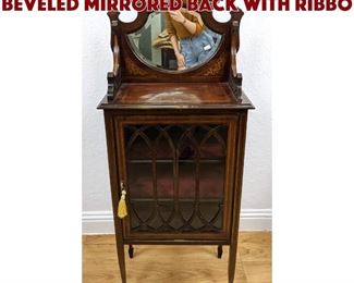 Lot 248 Antique Music Cabinet. Beveled Mirrored back with ribbo
