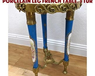 Lot 251 Contemporary Onyx Top Porcelain Leg French Table. 3 tur