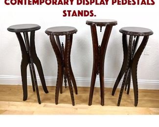 Lot 256 4pc Carved Wood Contemporary Display Pedestals Stands.