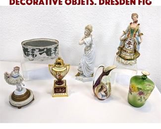 Lot 259 6Pc Porcelain and Bisque decorative objets. Dresden fig