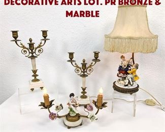 Lot 260 4pc Continental Decorative Arts Lot. Pr bronze marble