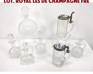 Lot 261 7pc Crystal Cut Glass Lot. Royal Les de Champagne Fre