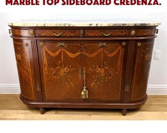 Lot 268 French Inlaid Marquetry Marble Top Sideboard Credenza.