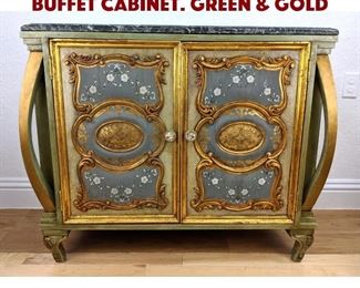 Lot 272 Marble Top Painted 2 door Buffet Cabinet. Green gold