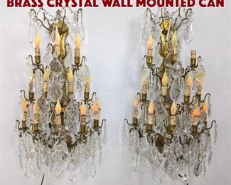 Lot 274 Pr Elaborate Continental Brass Crystal Wall Mounted Can