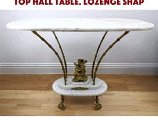 Lot 281 French Empire Style Marble Top Hall Table. Lozenge shap