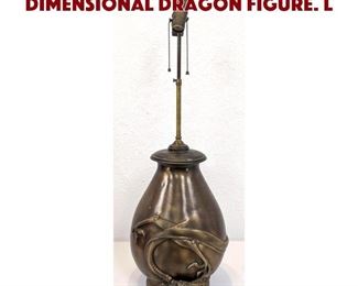 Lot 282 Lg Metal Table Lamp with 3 Dimensional Dragon Figure. L