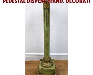 Lot 286 Green Onyx Column Form Pedestal Display Stand. Decorati