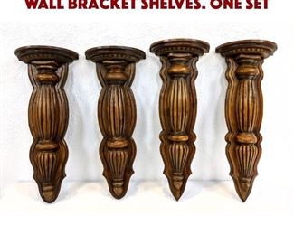 Lot 292 2 Pair Walnut Rib Design Wall Bracket Shelves. One set