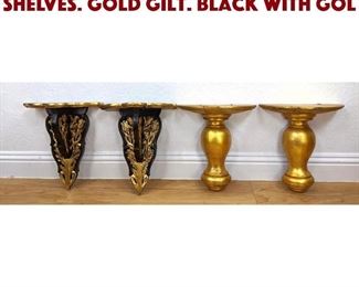 Lot 294 2 Pairs Wall Bracket Shelves. Gold Gilt. Black with Gol