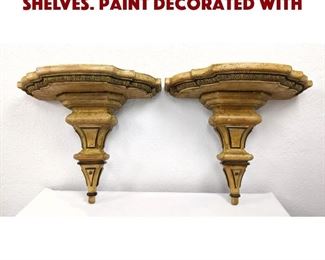 Lot 295 Pair Antique Wall Bracket Shelves. Paint decorated with