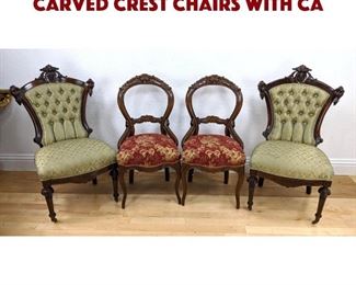 Lot 299 4 Victorian Side Chairs. Pr Carved Crest chairs with ca