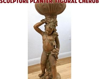 Lot 304 5 Terracotta Garden Sculpture Planter. Figural cherub 