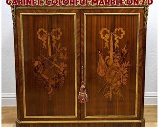 Lot 303 French Marble Top Music Cabinet. Colorful marble on 2 d