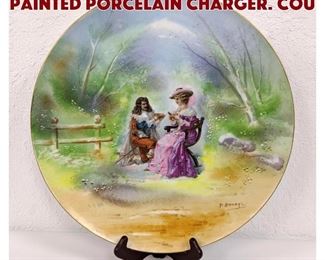 Lot 307 Signed BOURGUI Printed Painted Porcelain Charger. Cou