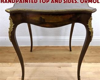 Lot 315 French Side Lamp Table Handpainted Top and Sides. Ormol