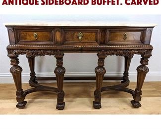Lot 326 Onyx Top Fancy Carved Antique Sideboard Buffet. Carved 
