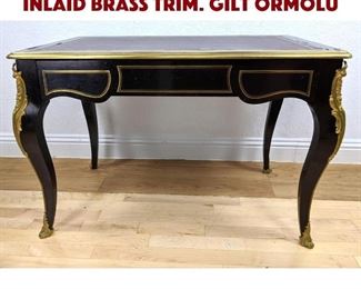 Lot 330 Leather Top French Desk Inlaid Brass Trim. Gilt ormolu 