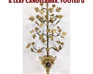 Lot 333 46.5 Tall Gilt Metal Grape  Leaf Candelabra. Footed u