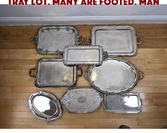 Lot 339 8pc Silver Plate Handled Tray Lot. Many are footed. Man