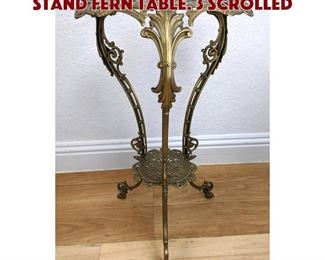 Lot 345 Vintage Cast Brass Display Stand Fern Table. 3 scrolled