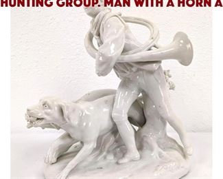 Lot 347 NAPOLI Italian Figural Hunting Group. Man with a horn a