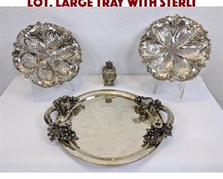 Lot 350 4pc Silver Plate Table Ware Lot. Large tray with sterli