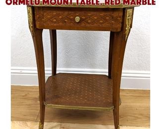 Lot 355 Marble Top French Inlaid Ormelu Mount Table. Red marble