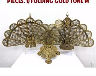 Lot 360 3pc Egyptian Style Metal Pieces. 1 Folding gold tone m