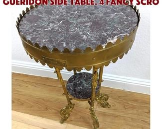 Lot 365 Decorative Gold Metal Gueridon Side Table. 4 fancy scro