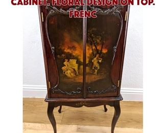 Lot 371 Hand Painted Music Cabinet. Floral design on top. Frenc