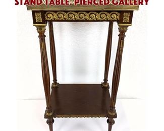 Lot 370 Onyx Top Gilt Ormelu Side Stand Table. Pierced gallery 