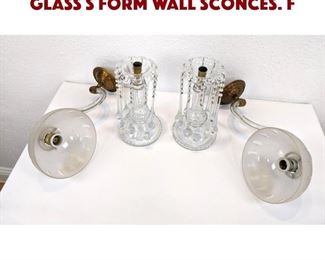 Lot 383 4pc Glass Lighting Lot. Pr glass S form wall sconces. F