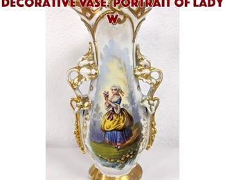 Lot 389 Old Paris Porcelain Decorative Vase. Portrait of lady w