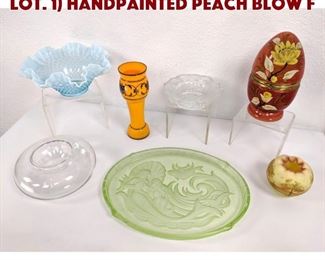 Lot 399 7pc Assorted Art Glass Lot. 1 Handpainted peach blow F
