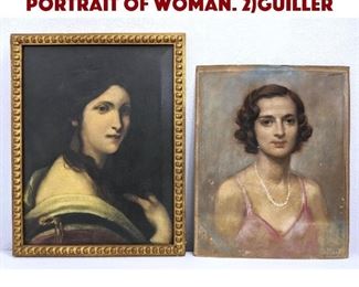 Lot 408 2pc Art. 1 Printed Framed Portrait of Woman. 2GUILLER