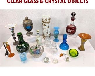 Lot 414 Assorted lot of Colored Clear Glass  Crystal Objects