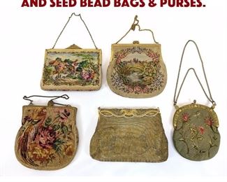 Lot 429 Lot of Antique Petit Point and Seed Bead Bags Purses.