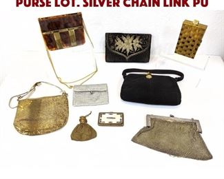 Lot 432 9pc Vintage Evening Bag Purse Lot. Silver chain link pu