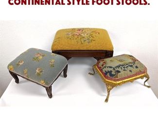 Lot 444 3pc Needlepoint Vintage Continental Style Foot Stools. 