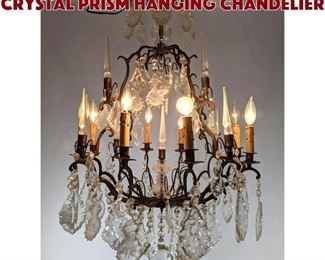Lot 470 Dark Bronze tone Metal Crystal Prism Hanging Chandelier