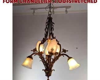Lot 471 Antique Gilt Metal Leaf Form Chandelier. 3 outstretched
