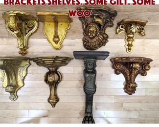 Lot 478 8 Decorative Wall Brackets Shelves. Some gilt. Some woo