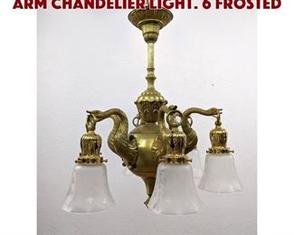 Lot 483 Antique 6 Figural Swan Arm Chandelier Light. 6 frosted 