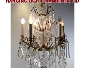 Lot 485 Brass Frame Crystal Prism Hanging Light Chandelier. Fid