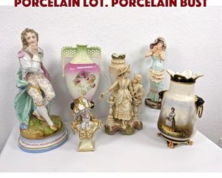 Lot 499 6pc Continental French Porcelain Lot. Porcelain bust 