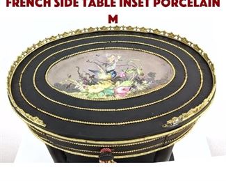 Lot 502 EMpty Black Painted French Side Table Inset Porcelain M