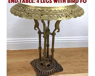 Lot 506 Onyx top Cast Brass Side End Table. 4 legs with bird fo