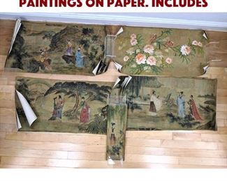 Lot 513 34pc Lot of Asian Chinese Paintings on Paper. Includes 