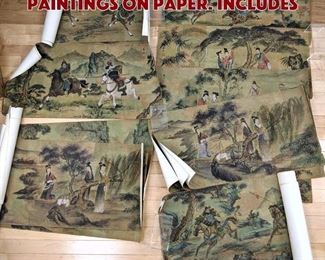 Lot 513 38pc Lot of Asian Chinese Paintings on Paper. Includes